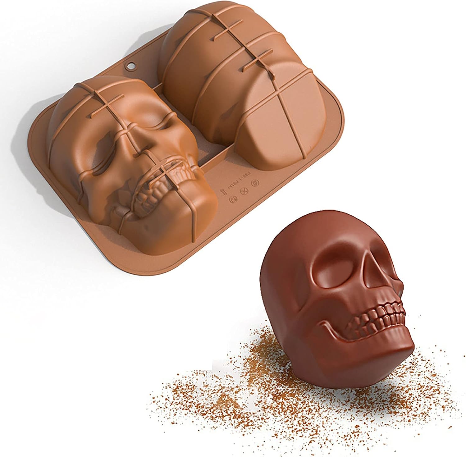 Große Silikonform In Totenkopfform, Halloween-kuchenform, 32 X 24 X 9,6 Cm, Bpa-frei, Geeignet Für Kuchen, Eiswürfel, Mousses Und Halloween-dekorationen