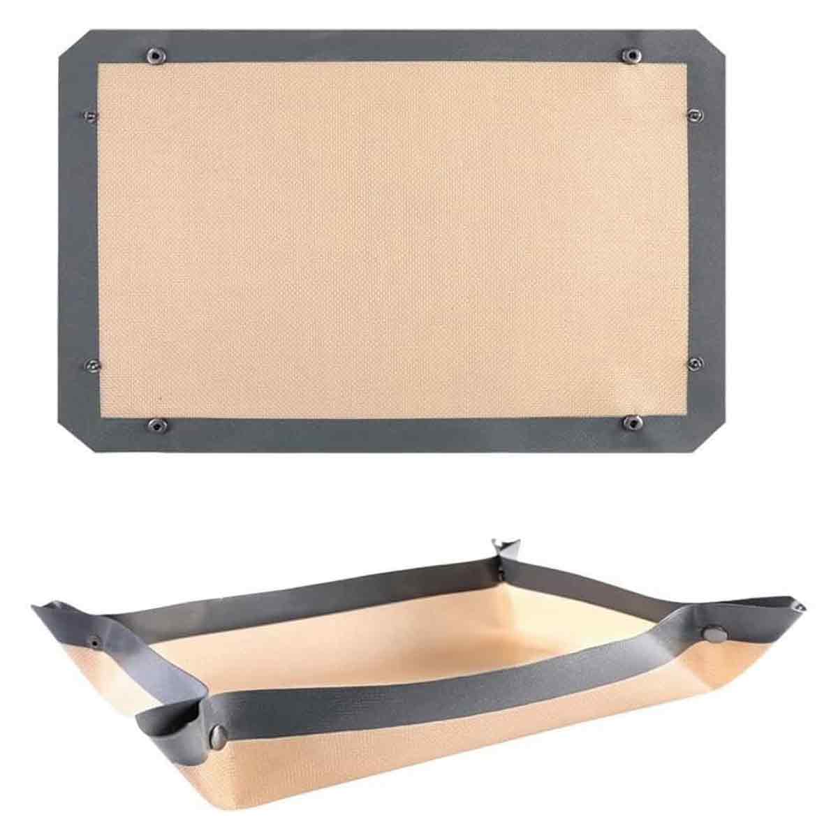 2-teilige Silikon-backmatte Mit Schnalle, Auslaufsicher Und Antihaftbeschichtet, Ecken Lassen Sich Zu Einem Auslaufsicheren Backblech Zusammenstecken.
