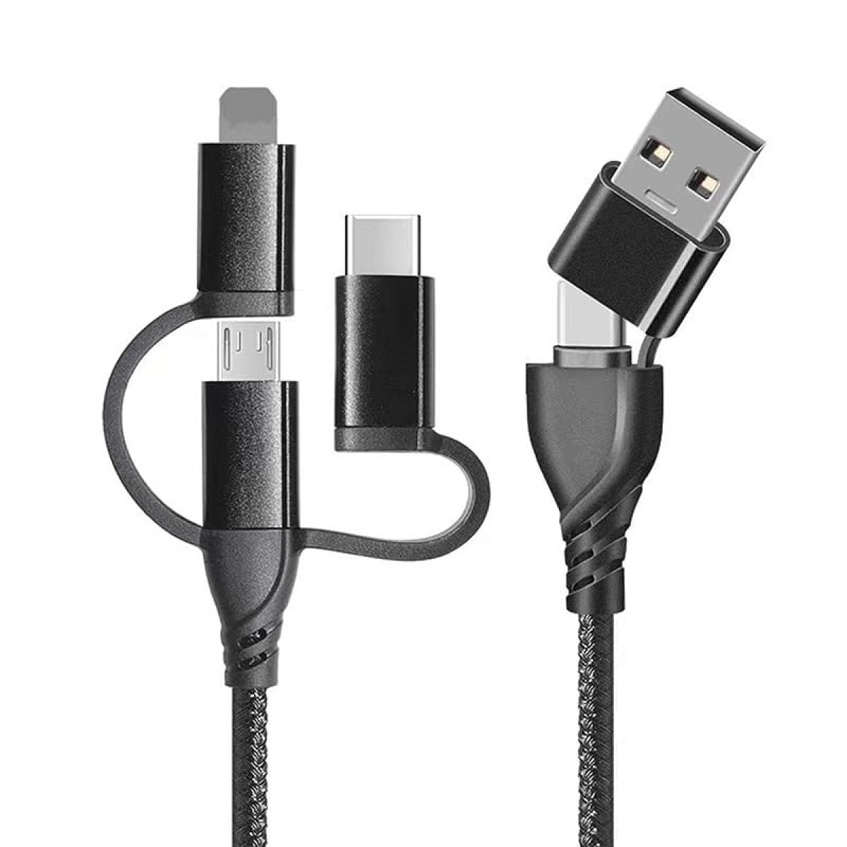 Usb-c-kabel, 5-in-1 Multi-usb-typ-c-kabel Mit Schnellladefunktion, Nylonummanteltes Kabel Mit 3 Usb-c-anschlüssen, Multi-tip-ladekabel Für Iphone 16/15, Samsung Galaxy, Huawei, Honor, Xiaomi – 1,2 M