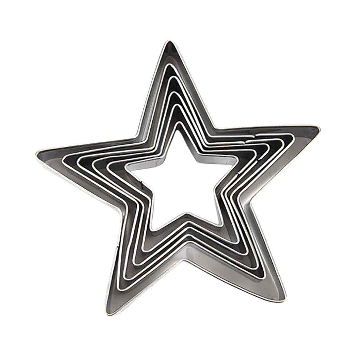 6-teiliges Stern-ausstechformen-set, 5-zackige Sternformen Aus Edelstahl Für Fondant, Kuchen, Käse, Gebäck Und Backwaren