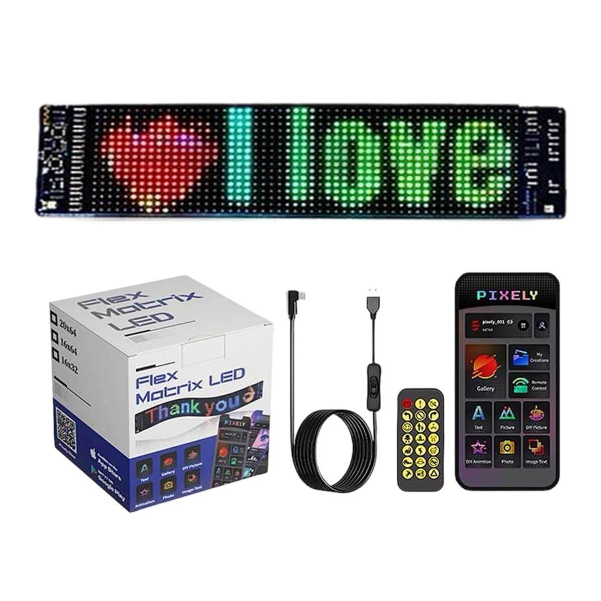 5v Usb Led-matrix-panel Für Autos, Helle Rgb-lichtanzeigen, Laufschrift, Bluetooth, App-steuerung