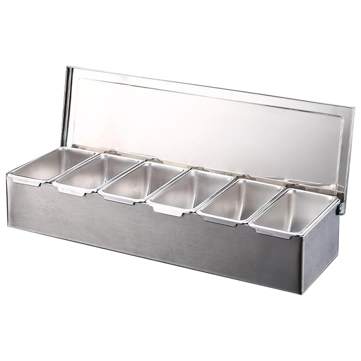 Zutatenbehälter Aus Edelstahl Mit 6 Einsätzen, Zutatenbox, Beilagenbehälter, Barbehälter