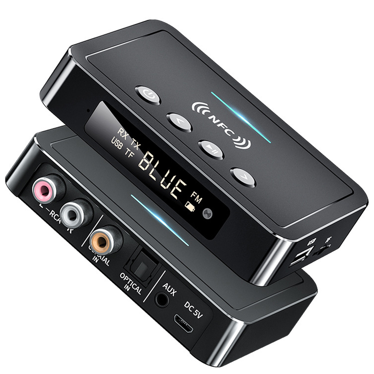 Bluetooth 5.0 Empfänger, Fm-stereo-transmitter, Aux 3,5-mm-klinkenanschluss, Rca, Kabelloser Nfc-bluetooth-audioadapter Für Tv, Pc Und Kopfhörer