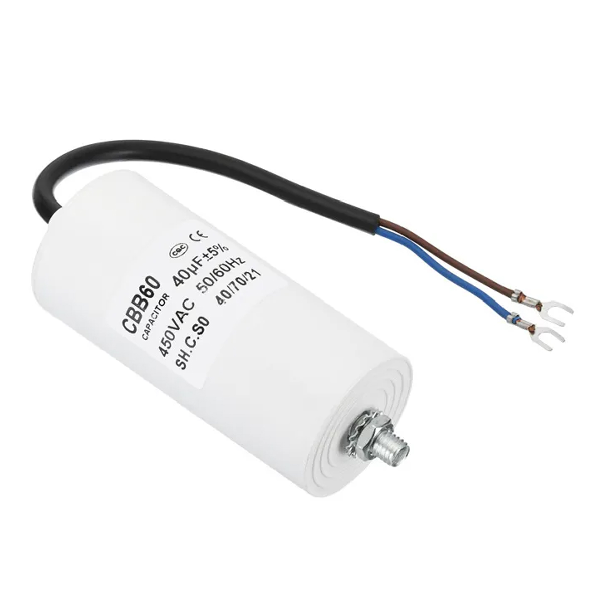 Cbb60 40uf Ac 450v Kondensator Mit U-förmigen Anschlüssen, 50/60hz, M8 Schraubsockel, Für Waschmaschine, Staubsauger Und Motorstarter.