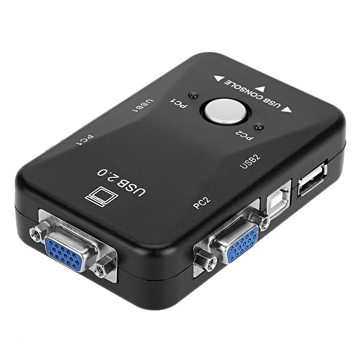2-port-usb-2.0-switch, Svga-vga-switchbox Mit 2 Kvm-kabeln Für Pc, Tastatur Und Maus
