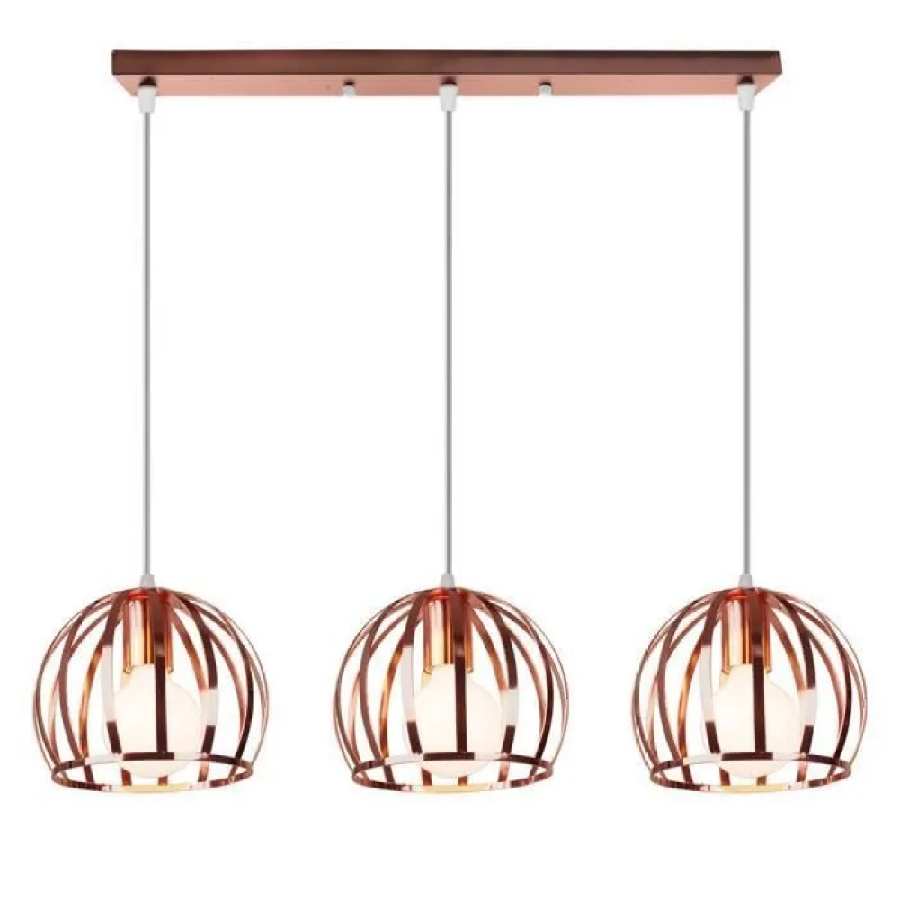 Uni Industrielle 3-flammige Retro-käfig-pendelleuchte In Roségold - Uni Industrielle 3-flammige Retro-käfig-pendelleuchte In Roségold