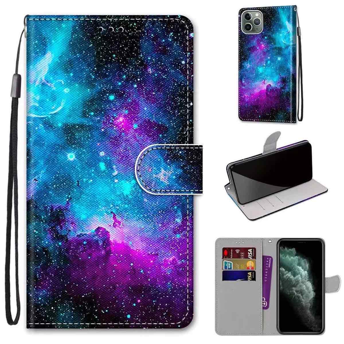 Huawei P30 Lite Hülle, Elegante Schutzhülle Aus Pu-leder Mit Magnetverschluss, Klapphülle Mit Ständer, Kartenhalter Und Handschlaufe Für Huawei