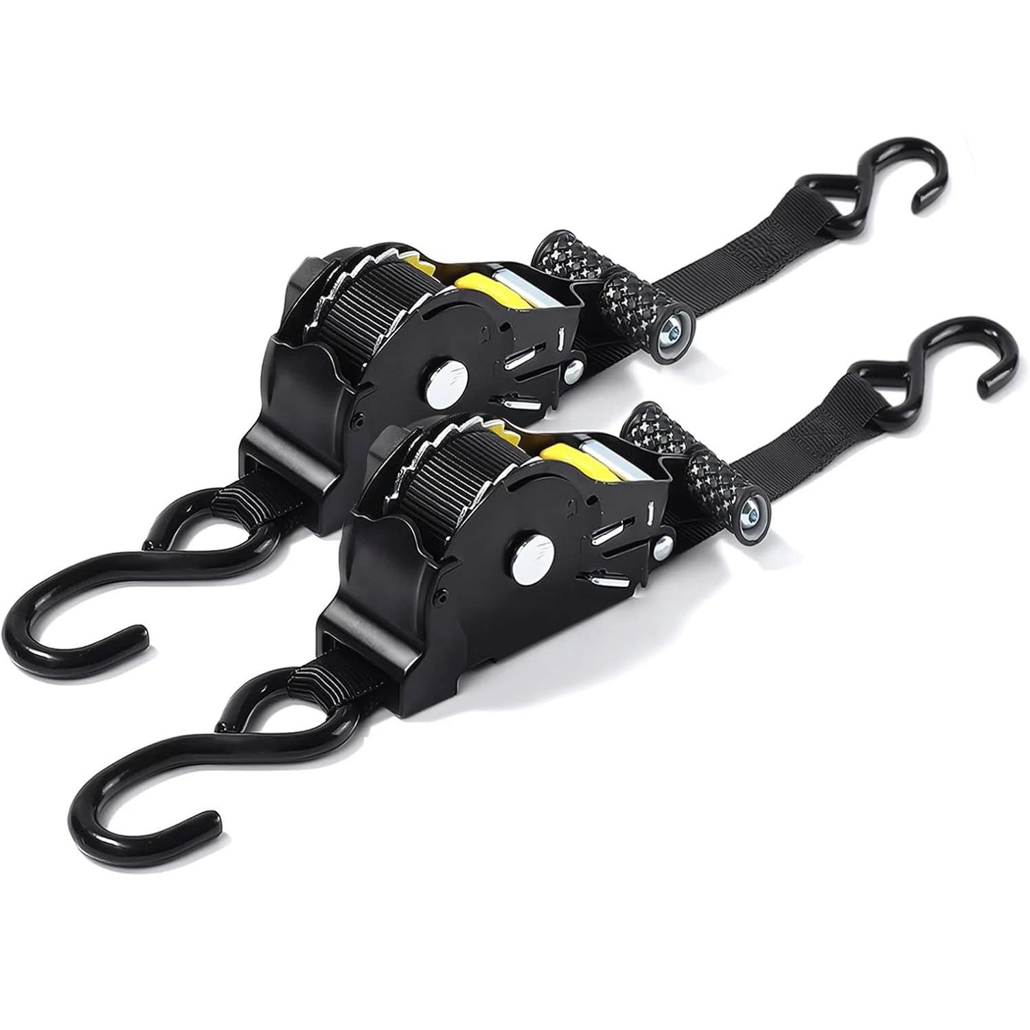2x Einziehbarer Ratschengurt Mit Automatischem Rücklauf Sealey 25 Mm X 3,3 Meter + Haken