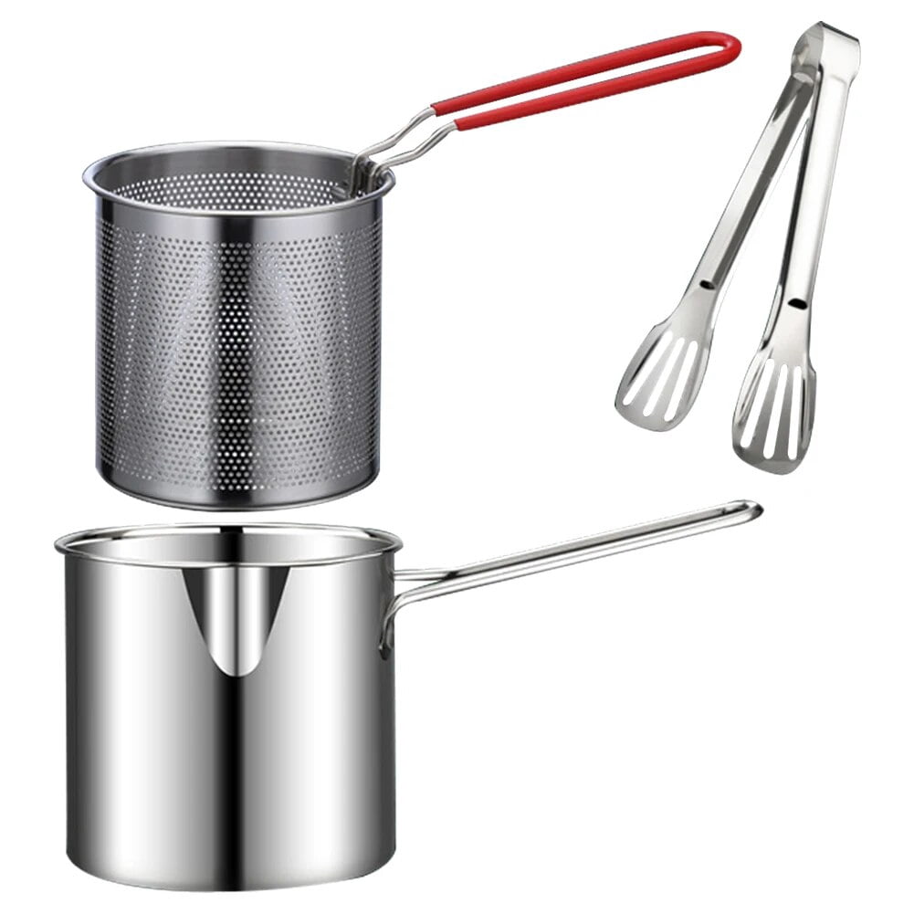 1200 Ml Bratpfanne Mit Siebeinsatz, Frittierkorb Aus Edelstahl 304, Ideal Für Pommes Frites Und Hähnchenfritteusen.