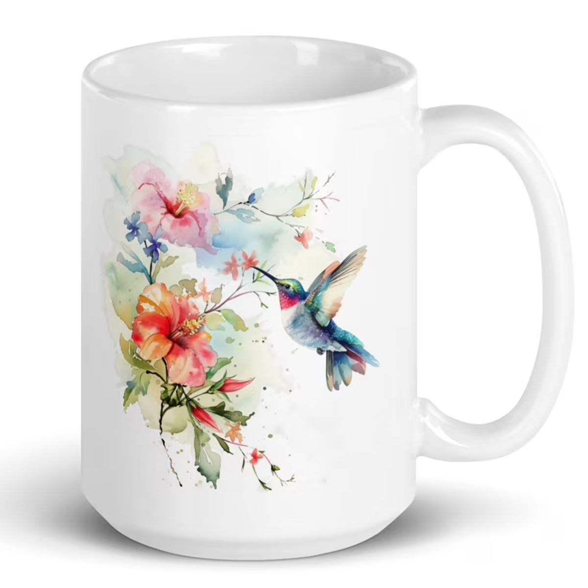 „flug Der Schönheit“ Keramikbecher, Aquarell-kolibri Und Blumen, Kaffeebecher (444 Ml)