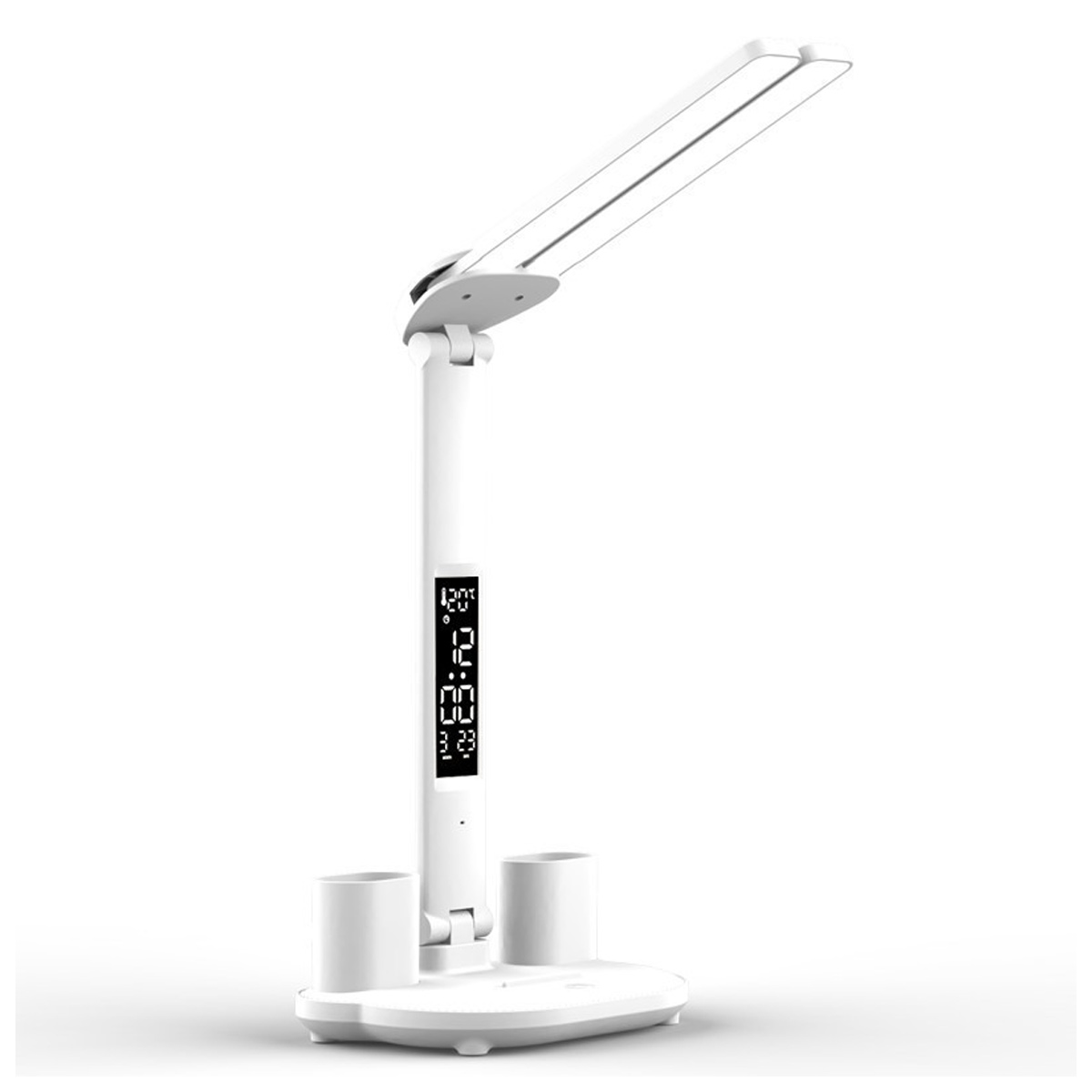 Led-schreibtischlampe Mit Uhr – 3 Helligkeitsstufen – Touch-steuerung – Augenschutz – Usb-ladefunktion – Stifthalter – Beleuchtung