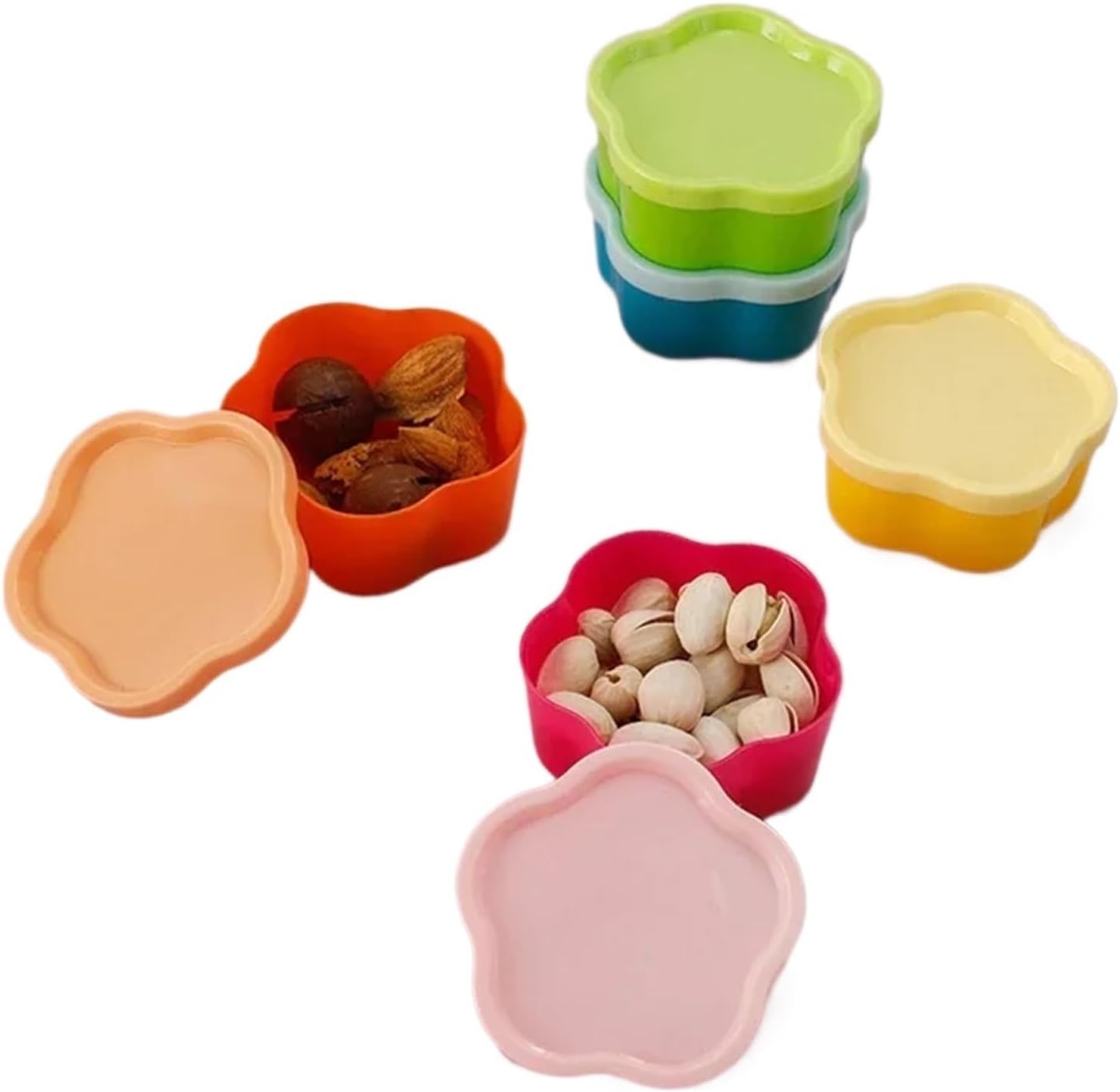 5er-set Mini-lebensmittelbehälter – 6,5 X 6,5 X 2,5 Cm – Luftdicht Und Wiederverwendbar – Für Snacks, Nüsse, Obst Und Kleine Lebensmittel – Kunststoff – Mehrfarbig