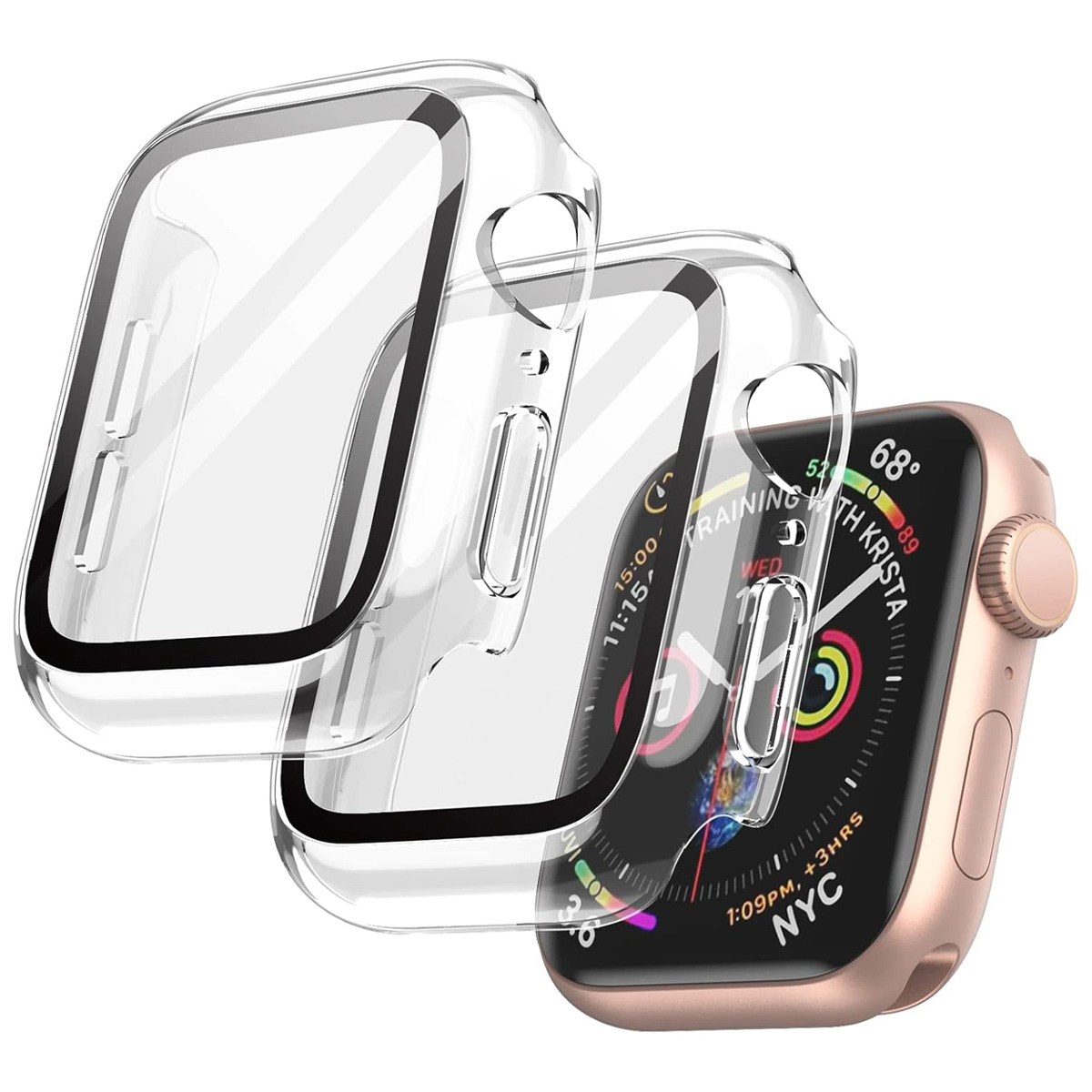 2er-pack Hartschalenetuis Für Apple Watch Series 7 (41 Mm) Mit Displayschutzfolie Aus Gehärtetem Glas, Rundumschutz – Label