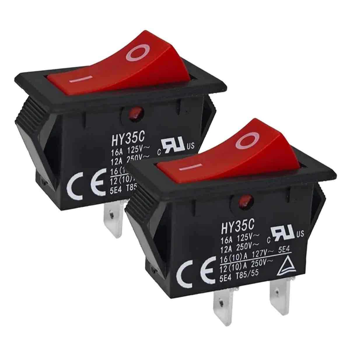 Hy35c Drucktaster (2er-pack) – 2-poliger Ein/aus-wippschalter, Wechselstrom 125/250 V, 16/12 A