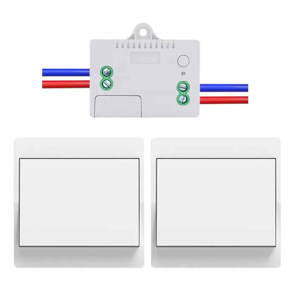 Batterieloser Funkschalter, 2er-pack, Selbstversorgendes Funk-wechselschalter-set (1-fach 2v 1a)