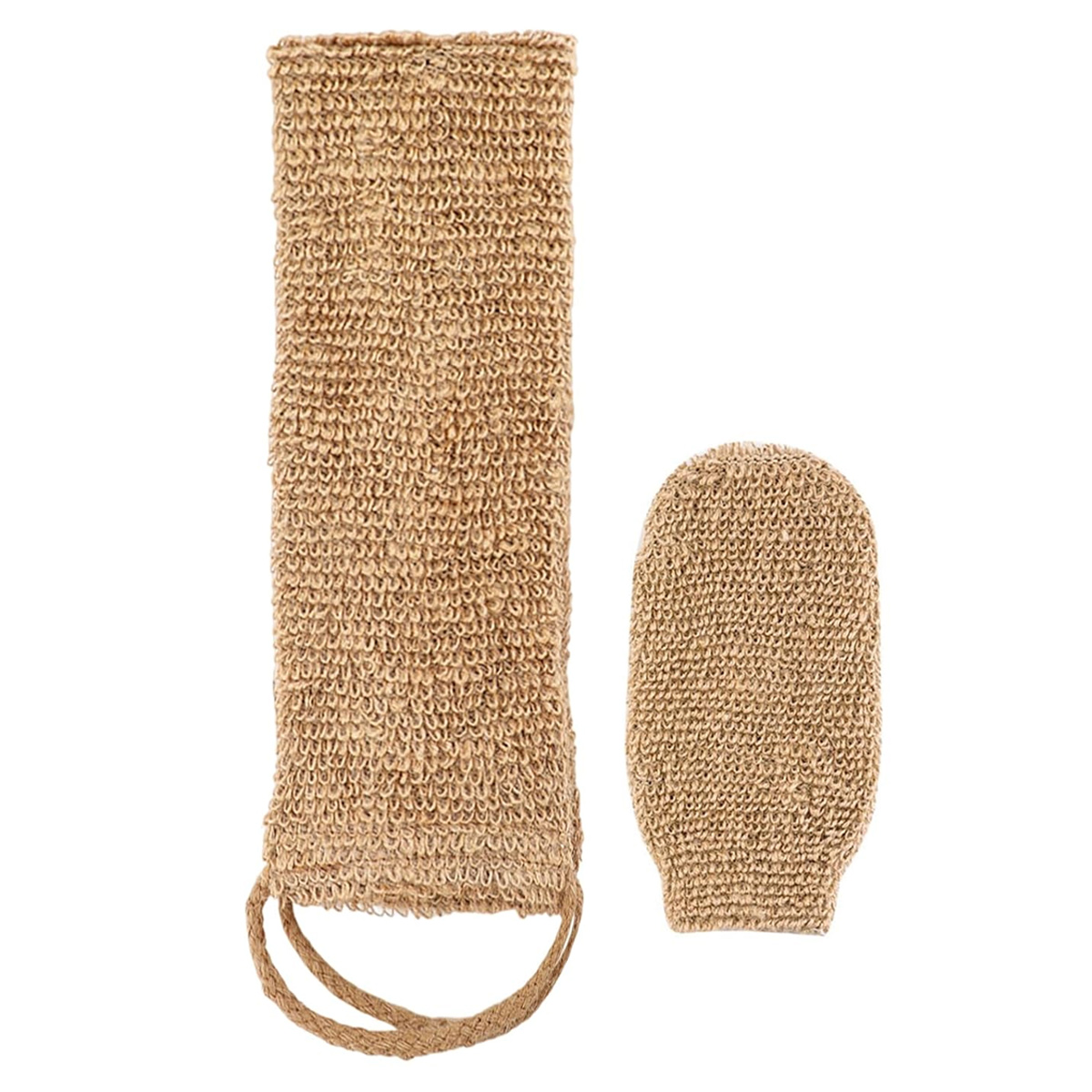 2-teiliges Set: Rückenwaschgurt, Peelinghandschuh Mit Rosshaarriemen, Peelingschwämme (gemischt)