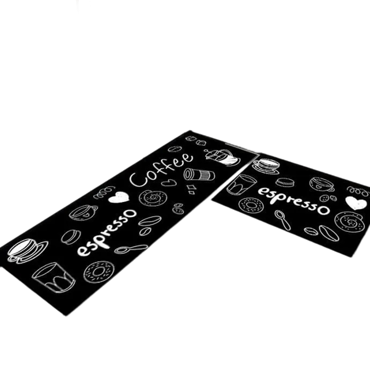 Set Mit 2 Küchenmatten Aus Pvc-leder, Rutschfest Mit Wasserfesten Streifen – 40 X 60 Cm Und 40 X 120 Cm