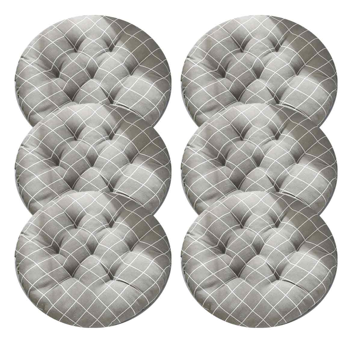 Stuhlkissen-set, 6er-pack, 40 X 40 Cm, Dekokissen, Stuhlkissen, Gartenkissen, 20 Verschiedene Stiche In Einem Muster, Dickes Rundes Kissen