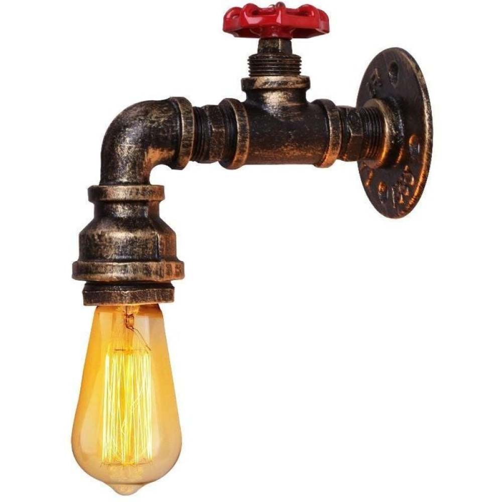 Wand-applikation Auf Tubes D'Eau, Wand-wand-applikation Industrielle Vintage, Tube Tuyau Robinet Finition De Fer, Wand-applikation Lampe De Pour Bar, Salon Et Chambre À Coucher, (ampullen Ohne Inhalt)