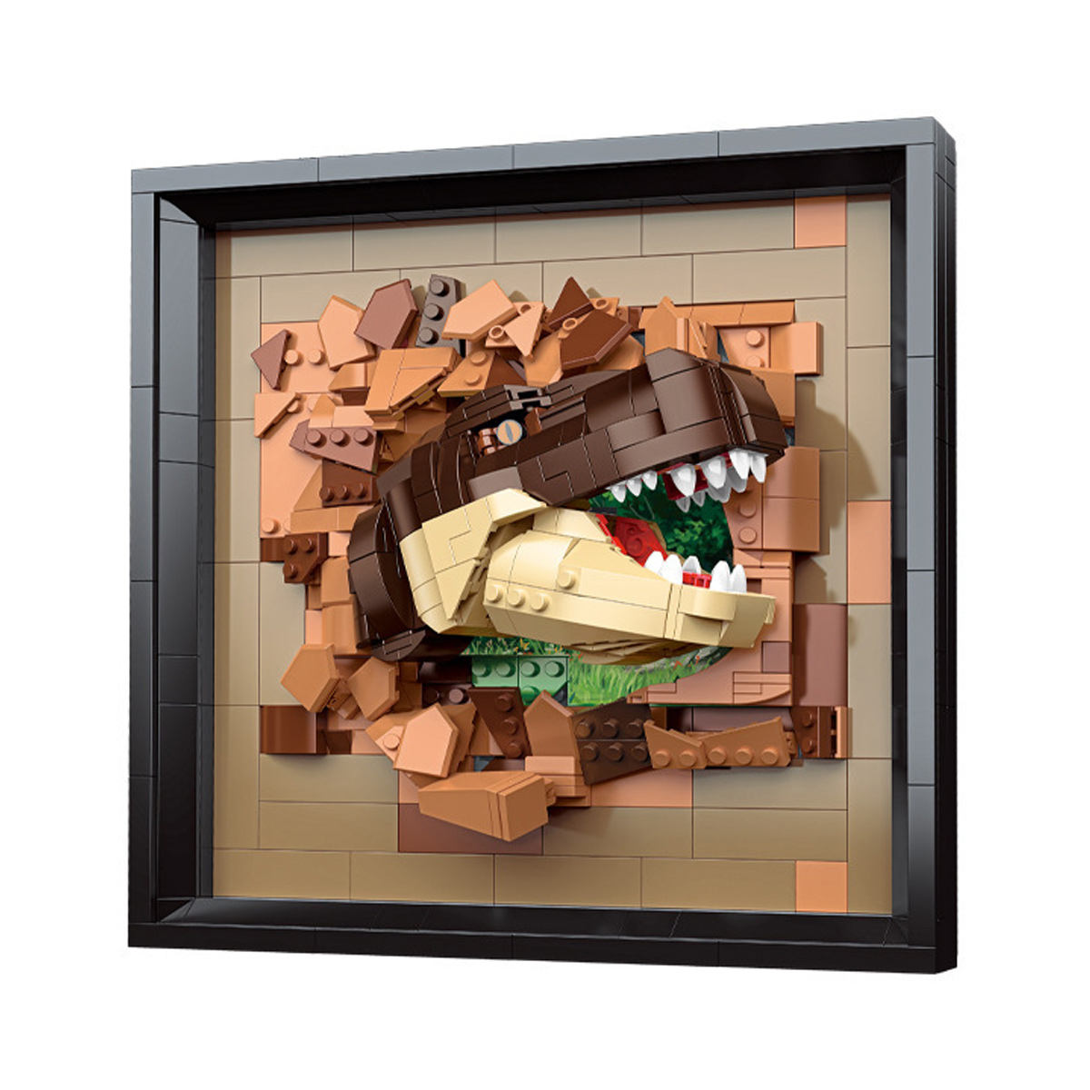 Der 3d-dinosaurier-pixelbildrahmen Aus Bausteinen Kann Aufgestellt Oder Aufgehängt Werden Ein Tolles Puzzlespielzeug Für Jungen.