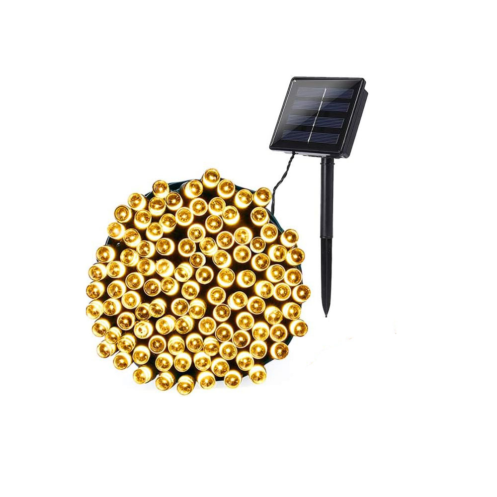 Minetom Solar-lichterkette Für Den Außenbereich, Wasserdicht – 12 M (40 Fuß) Lange Lichterkette Mit 100 Leds, 8 Leuchtmodi, Ip65 Wasserdicht, Warmweiß