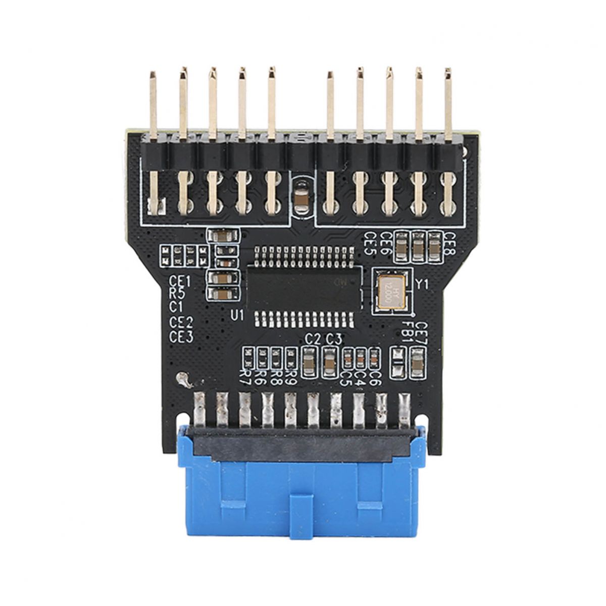 Usb 3.0 19-pin-adapter Auf Dual-9-pin-adapter, Schwarze Platine, Metall/kunststoff, 480 Mbit/s, Usb 3.0-buchsen-splitter Für Windows