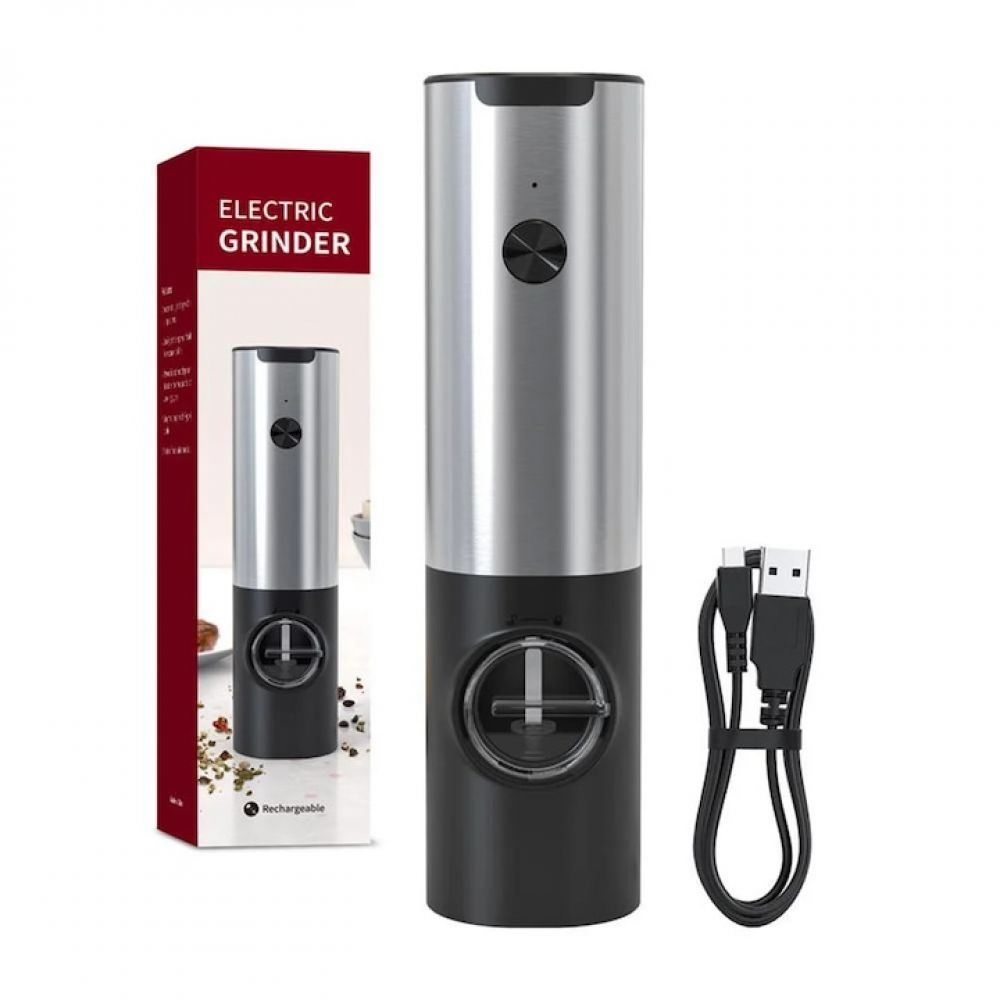 Elektrisches Salz- Und Pfeffermühlen-set Von Fokely, Wiederaufladbar Über Usb, Abmessungen 6x6x25cm Und 17x8x23cm, Material: Keramik