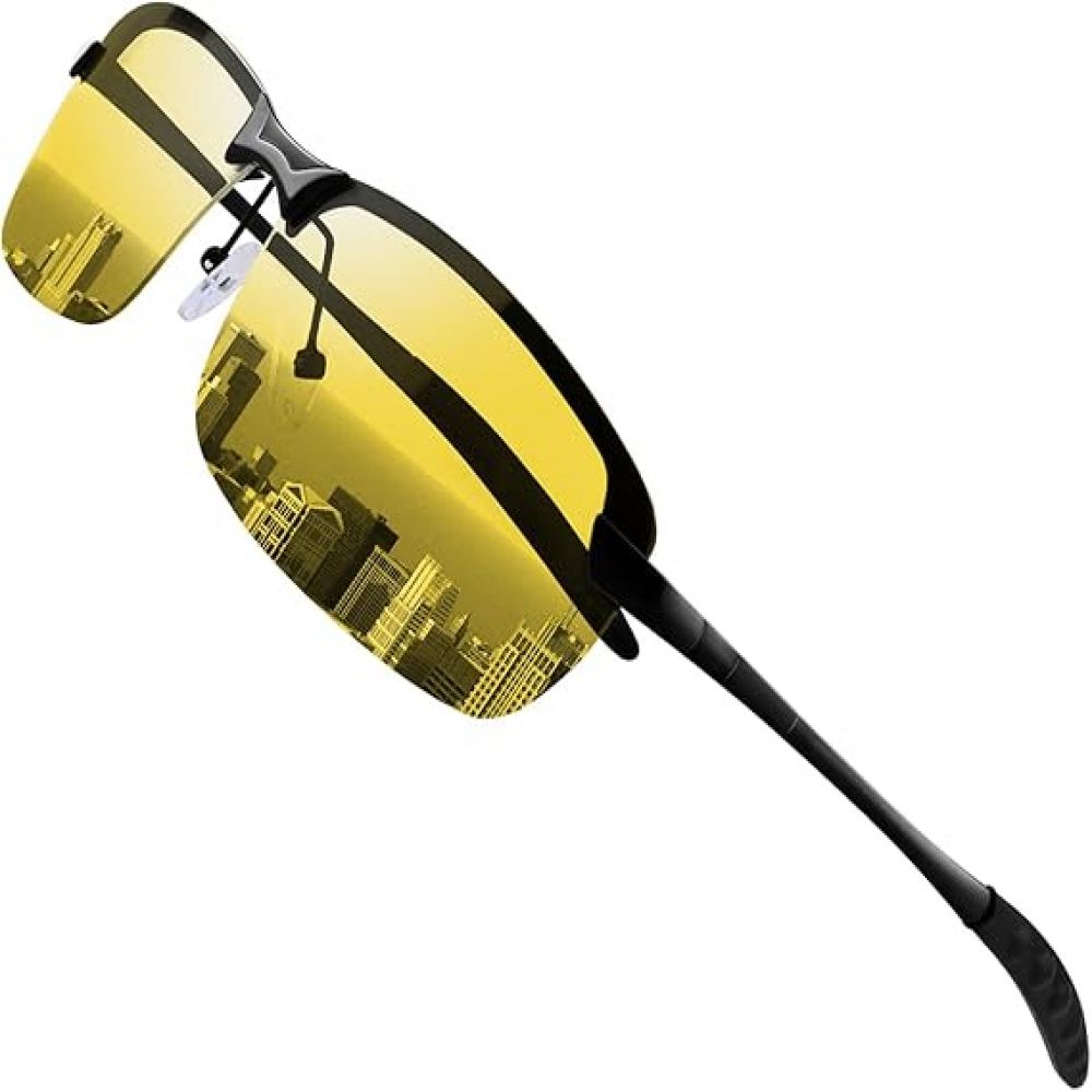1 Stück - Polarisierte Nachtsichtbrille - Schwarzer Rahmen Mit Gelben Nachtsichtgläsern
