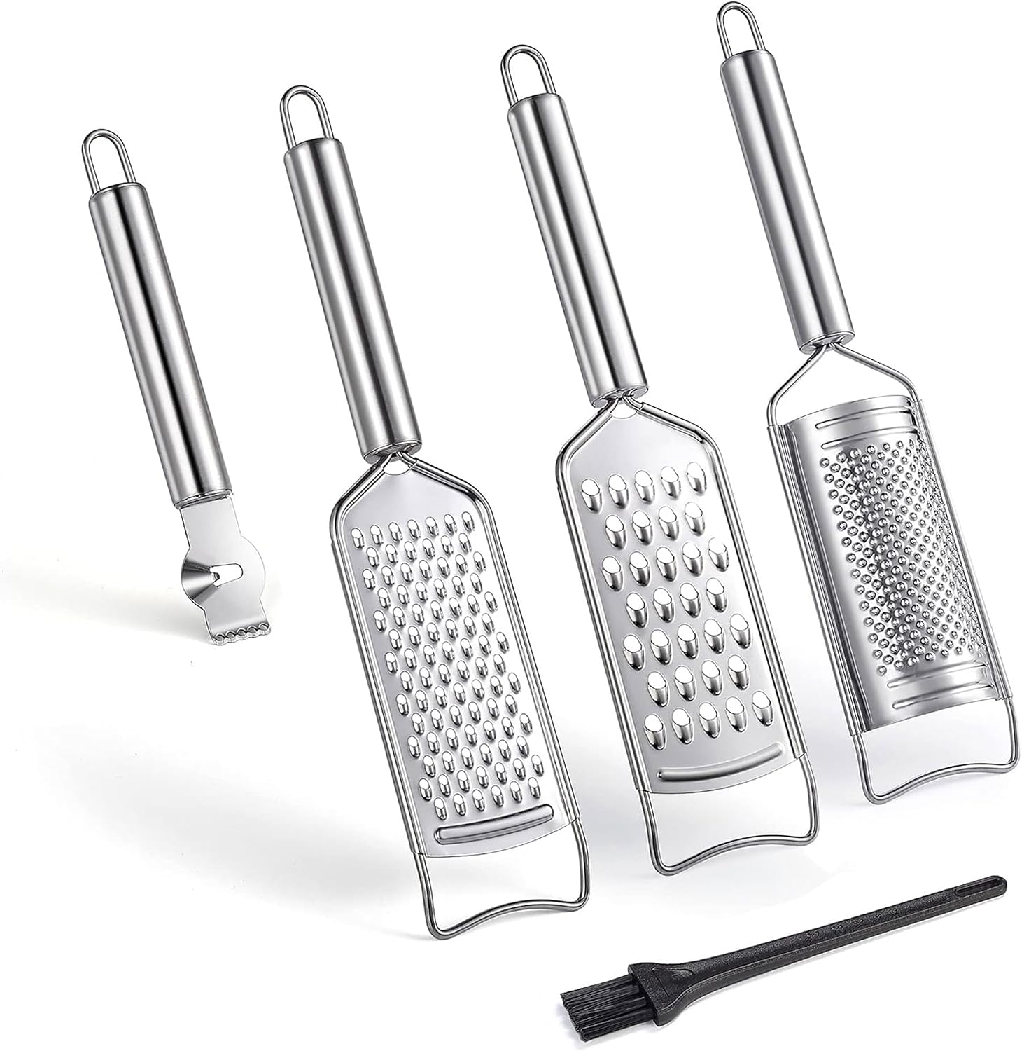 4-teiliges Reibe-set Aus Edelstahl, Bestehend Aus Einer Käsereibe Und Einer Zitronenreibe Aus Edelstahl.