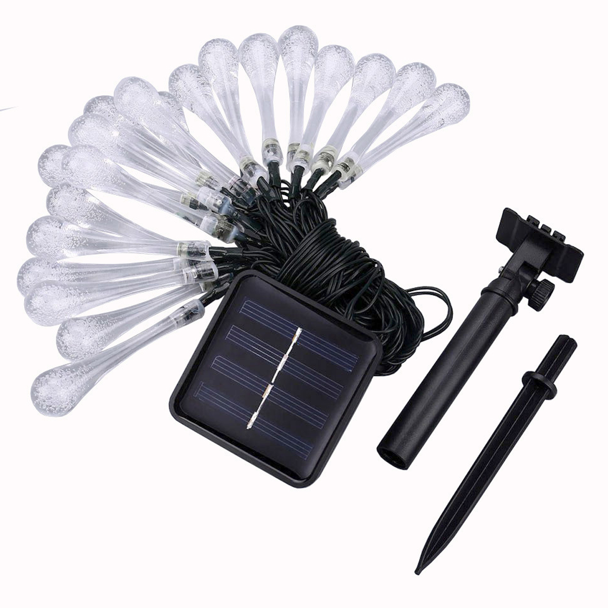 Solarbetriebene Lichterkette Für Den Außenbereich, 20 Tropfenförmige Leds, Dekoration Für Garten, Weihnachten, Hochzeit, Party, Halloween