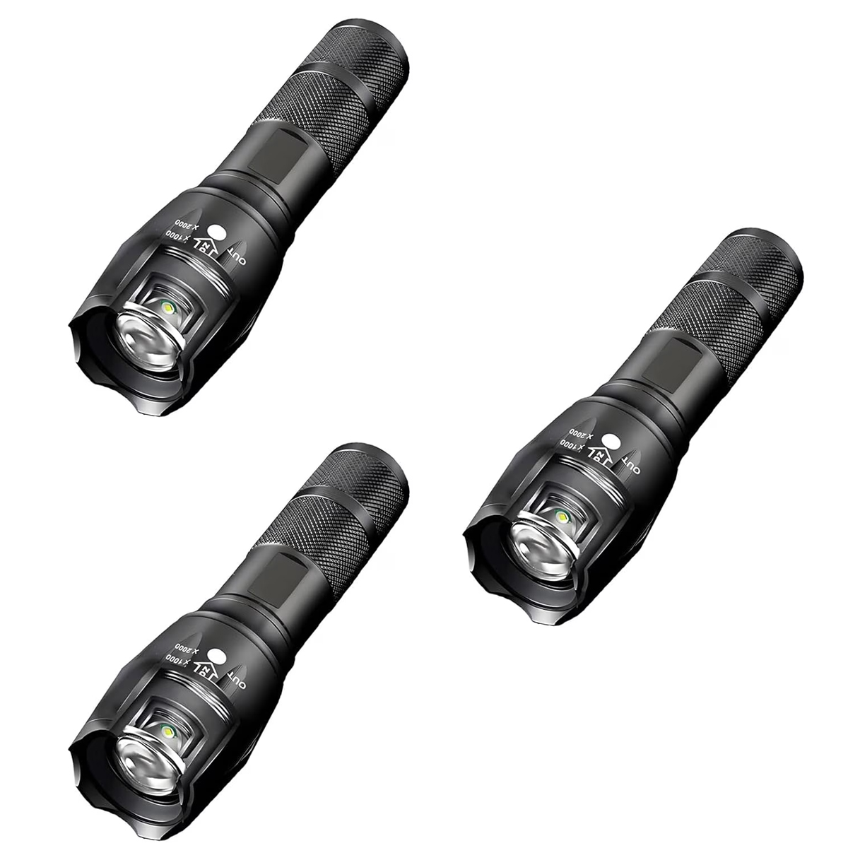 Ausziehbare, Wiederaufladbare Taschenlampe, Hochleistungs-led-handleuchte, 90.000 Lumen, Dreierpack
