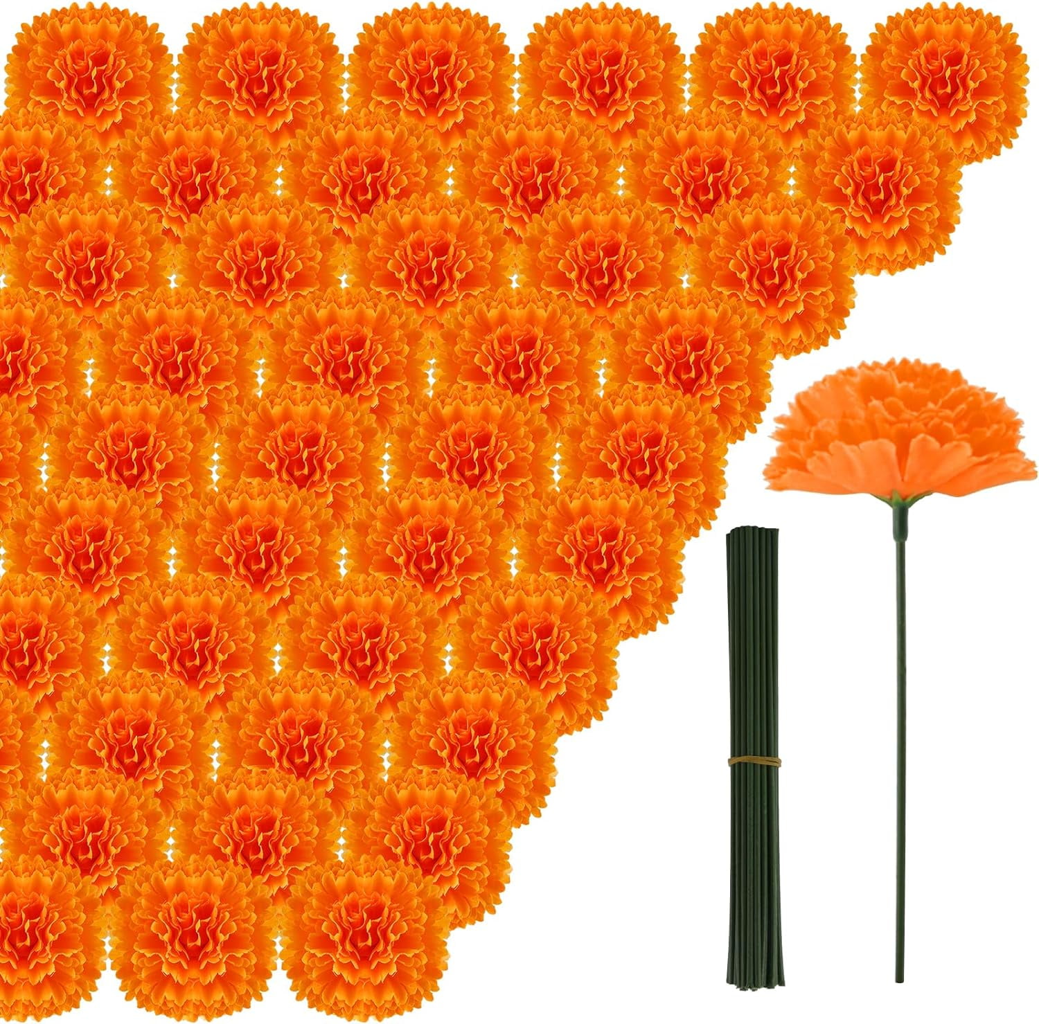 50 Künstliche Ringelblumenköpfe, Seidenblumen In Großen Mengen Für Dekorationen Zum Día De Los Muertos, Diy-girlanden, Dekorationen Zum Tag Der Toten