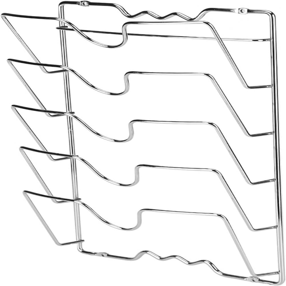 1 Stück – 5-stöckiges, Wandmontiertes Küchendeckelregal – Naturfarbe. 5-stöckiges Topfdeckelregal + Kartonverpackung.