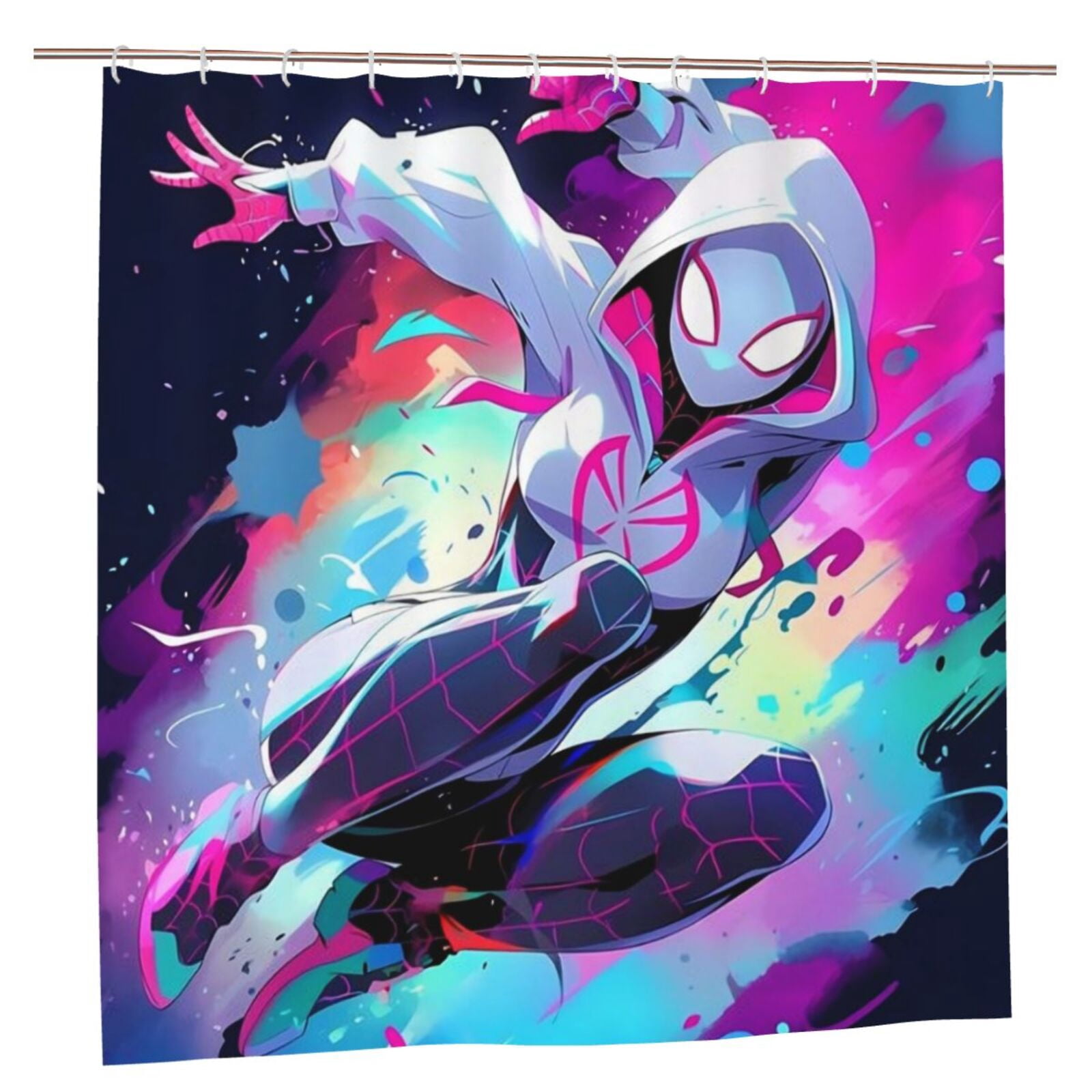 Into The Spider-verse Duschvorhang 152 X 183 Cm, Wasserdicht Und Schimmelresistent, Blickdicht, Patchwork-kunstdruck, Einheitsgröße