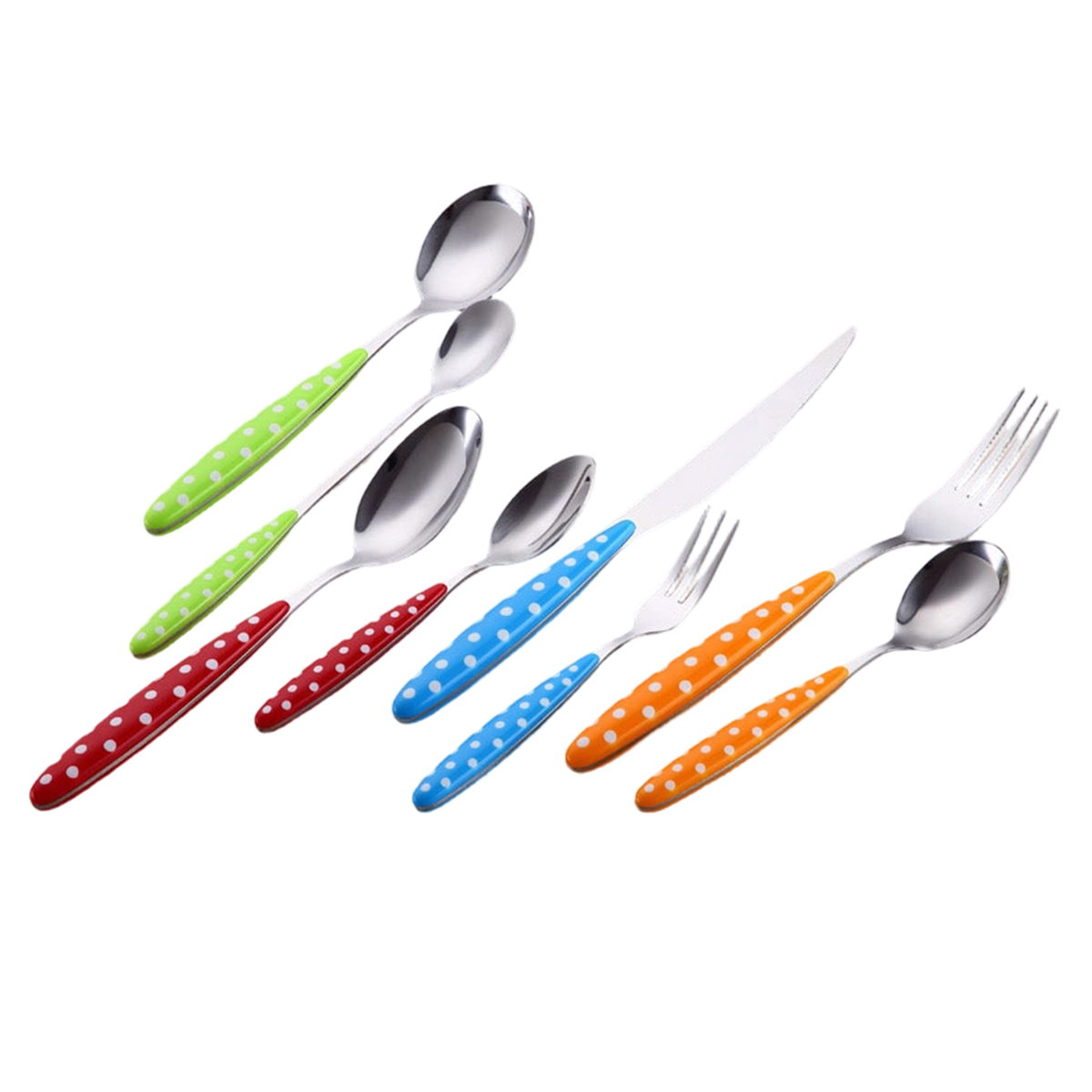 Kaireo Teelöffel-set Mit Polka-dot-muster, 8-teilig, Passend Zu Silberbesteck, Hochwertiges Edelstahlbesteck Für 4 Personen, Inklusive 1 Teelöffel