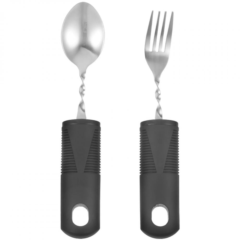 2-teiliges Besteckset Für Senioren, Fokelyi, Löffel Und Gabel, Edelstahl - 2-teiliges Besteckset Für Senioren, Fokelyi, Löffel Und Gabel, Edelstahl