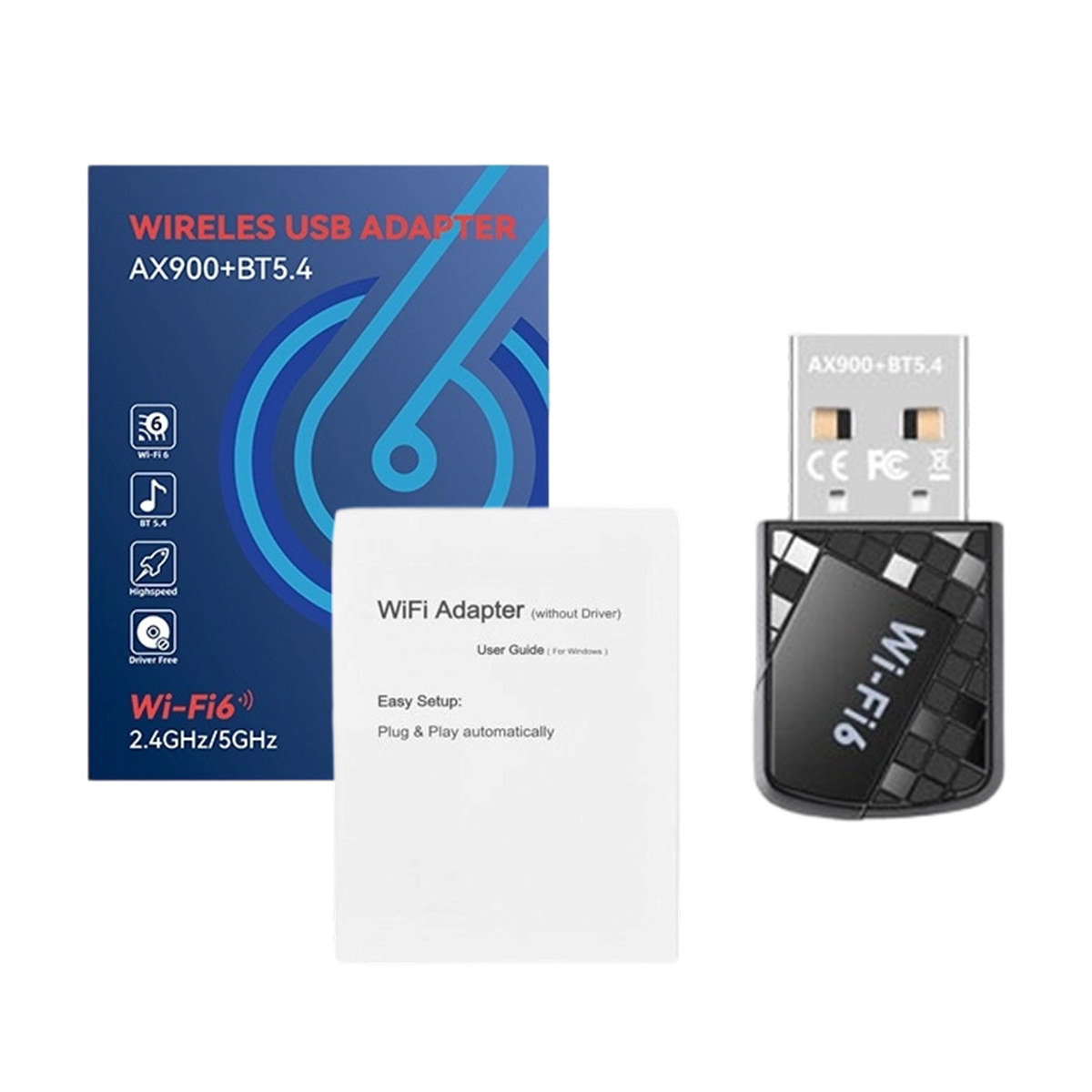 Bluetooth-wlan-usb-2.0-adapter Ax900mbps, Bluetooth 5.4 Wifi 6 Wi-fi-dongle Für Pc, Dualband-internet-dongle (5,8 Ghz/2,4 Ghz), Stecker