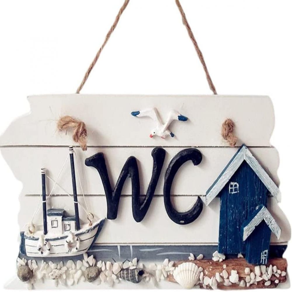 Dekoratives, Handgeschnitztes Türschild Aus Holz, Wc-schild Im Mediterranen Stil (21,7 X 21 Cm)