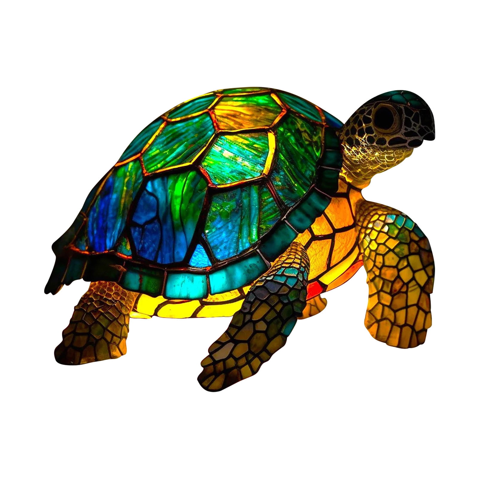 Sdjma Tier-tischleuchte, Retro-nachtlicht Mit Wolf, Pferd, Delfin, Eule Und Schildkröte Aus Buntglas, Nachttischlampe Aus Gefärbtem Harz Für Die Schlafzimmerdekoration