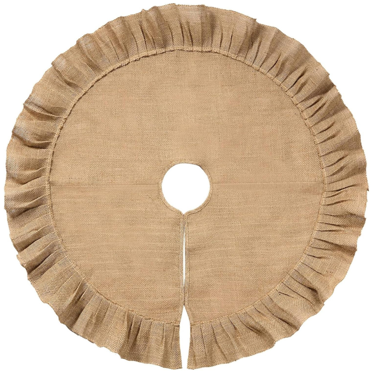 Plissierter Tannenbaumrock Aus Leinen, 127 Cm, Mit Rüschen, Rustikaler Herbst-/winterstil