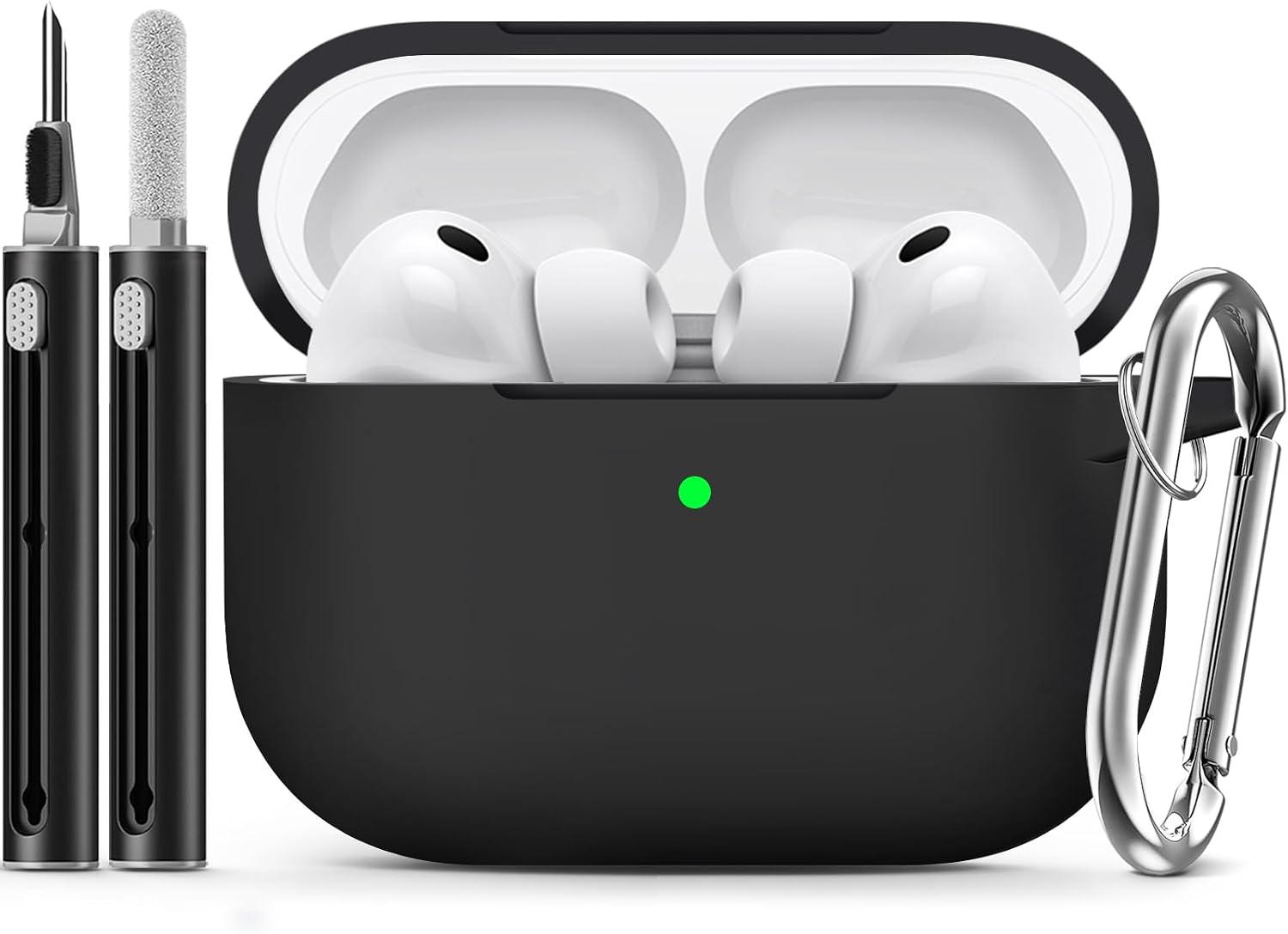 Schutzhülle Für Airpods Pro 3 (2025) Mit Reinigungsset, Weiche Silikon-schutzhülle Für Apple Airpods Pro Der 3. Generation, Für Damen Und Herren, Airpods Pro 3 Schutzhülle Mit Schlüsselanhänger – Schw