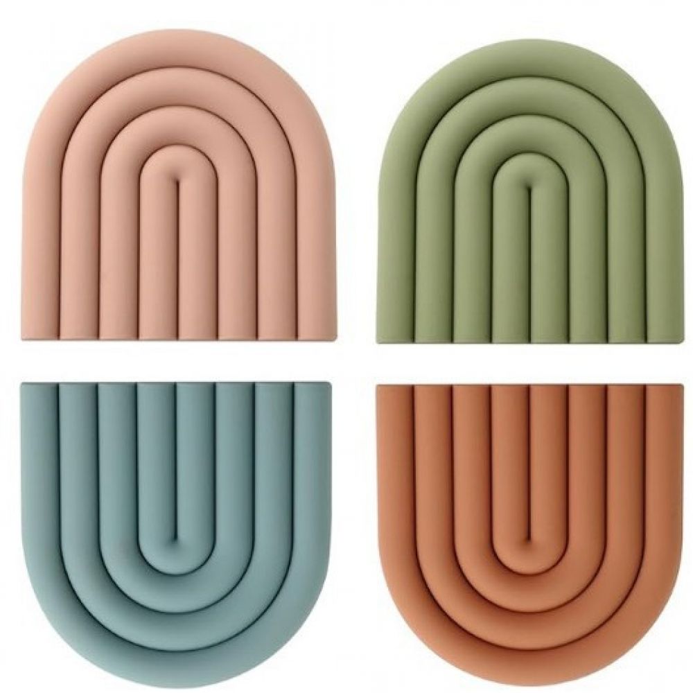 Silikon-untersetzer, Silikon-ofenhandschuhe, Farbenfrohe Topfschoner, Hitzebeständig, Rutschfest, Untersetzer Für Gläser Und Schüsseln, Dekoration, 4-teilig