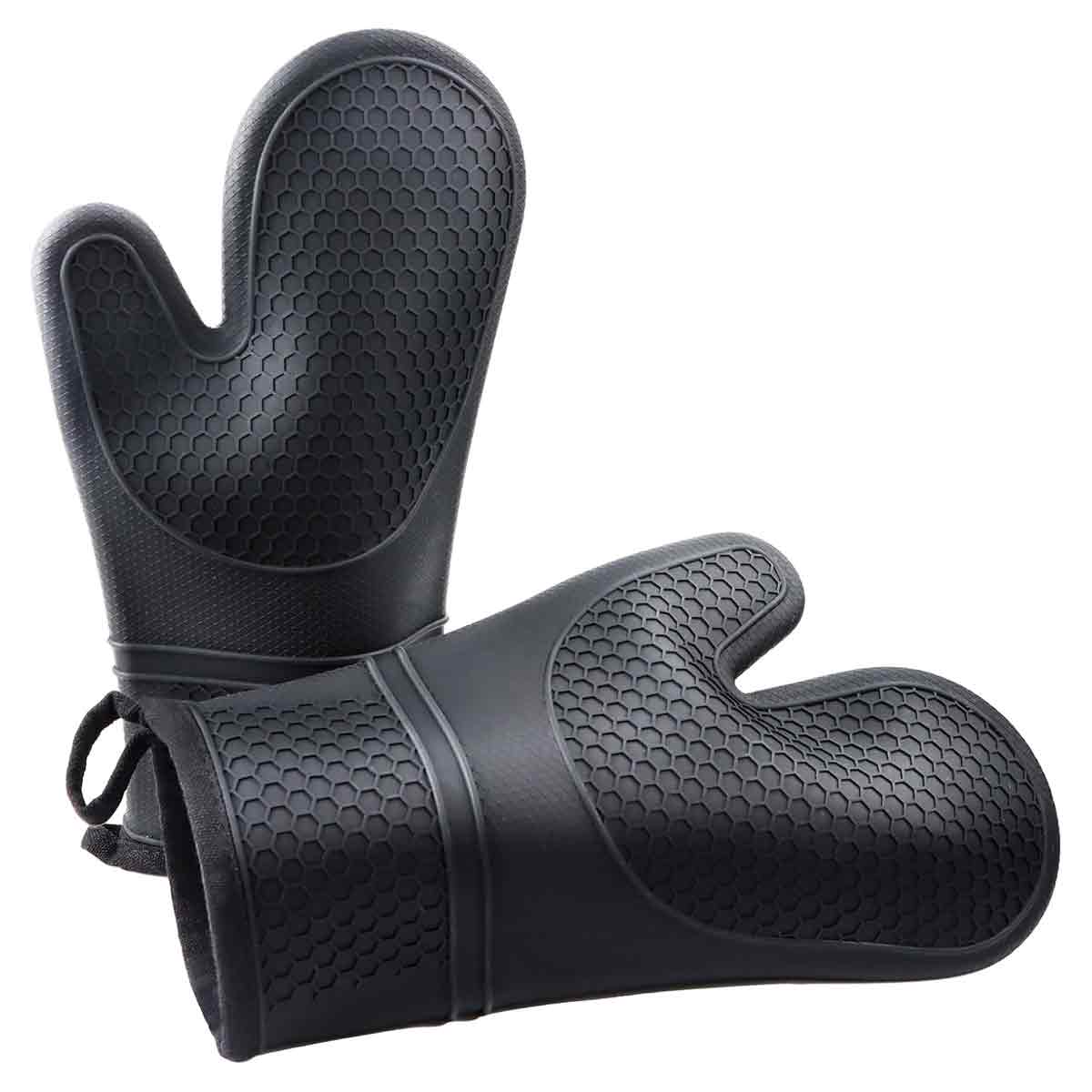 Set Mit 2 Silikonbeschichteten Küchenhandschuhen, Hitzebeständig Bis 300 °c, Zum Kochen, Backen Und Grillen