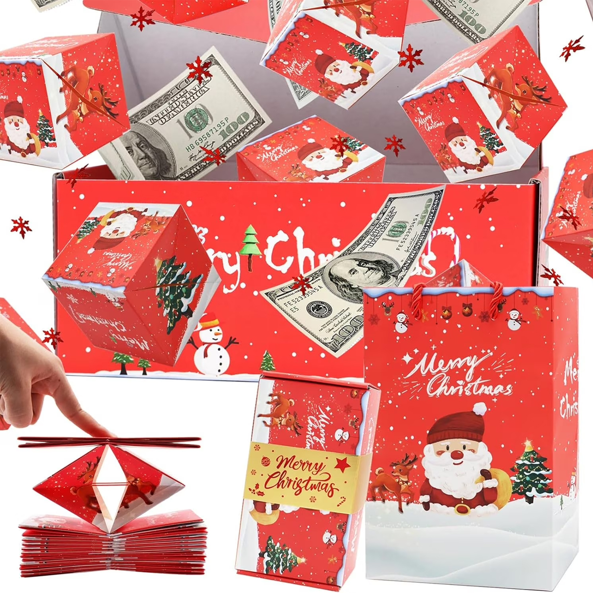 Weihnachtsüberraschungs-spardose, 2024 Neuer Faltbarer, Hüpfender Roter Umschlag, Einzigartiges Pop-up-explosionsgeschenk Für Verliebte, 18 Hüpfer
