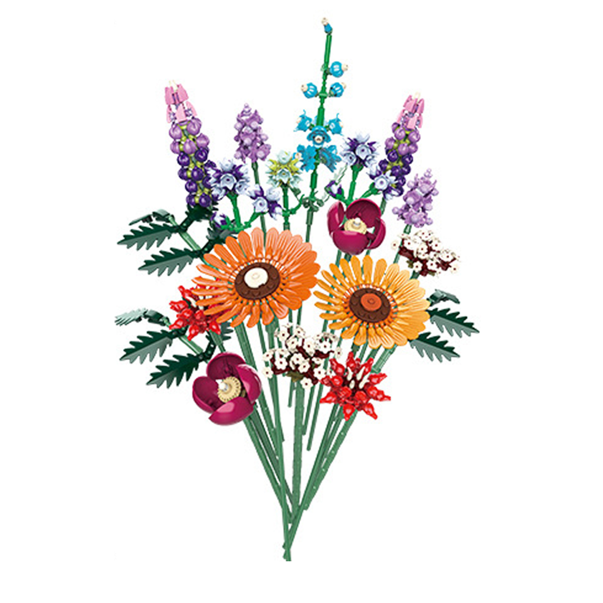 Bausteine, Sonnenschein, Festlicher Blumenstrauß, 9 Verschiedene Blumen- Und Pflanzenarten, Künstliche Blumen, Valentinstagsgeschenk Für Mädchen