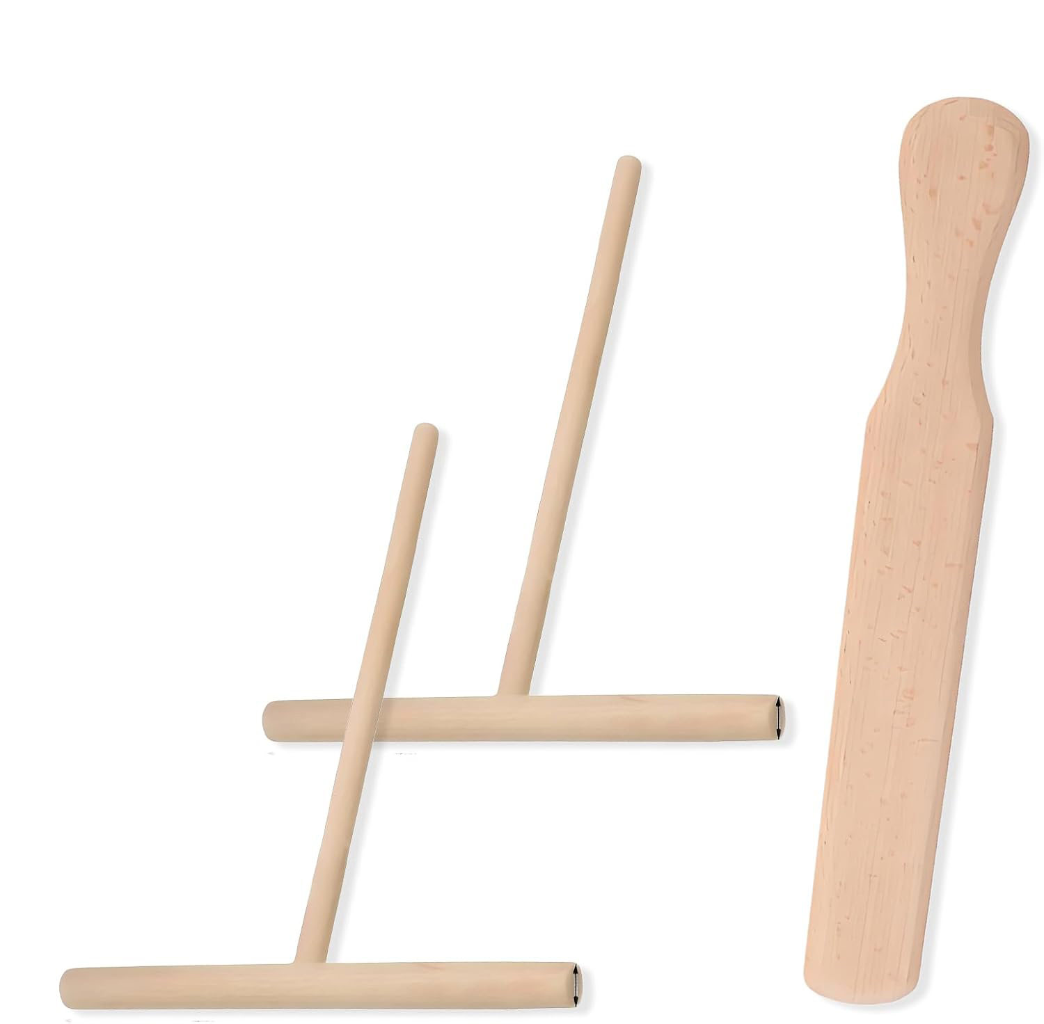 3-teiliges Crêpe-set Aus Buchenholz, Bestehend Aus T-förmigem Crêpe-streicher Und Spatel, Teigverteiler Mit Crêpe-wender Und Zubehör Für Pfannkuchenteigverteiler