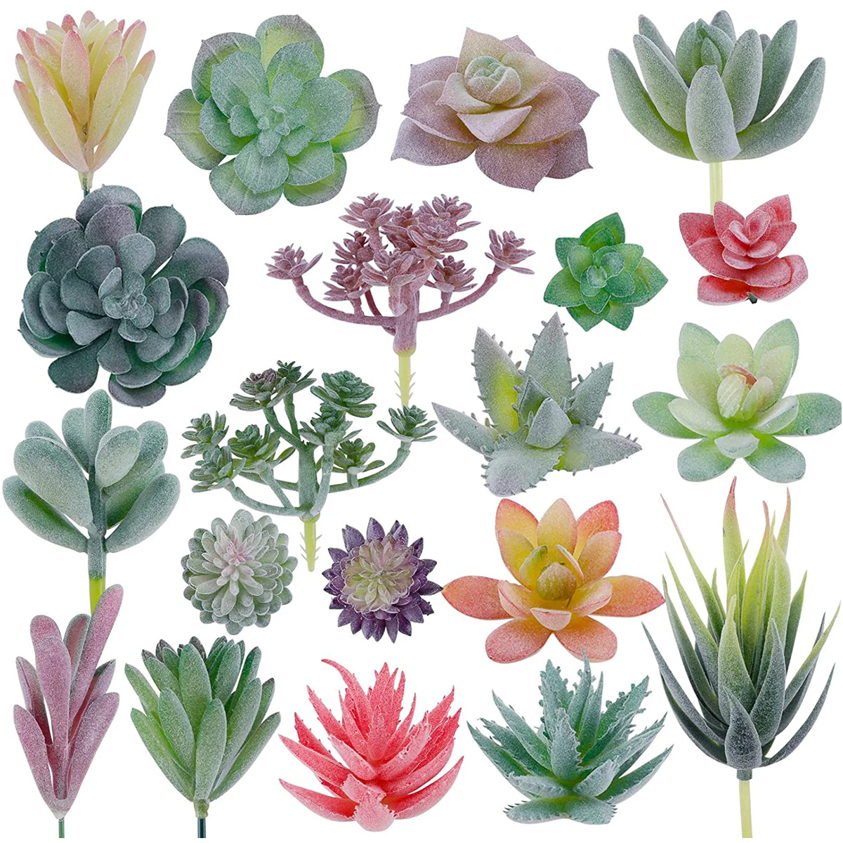 20 Künstliche, Beflockte Sukkulenten, Mini-kunstpflanzen, Hochwertige Deko-elemente Für Diy-bastelarbeiten, Blumenarrangements Für Zuhause, Wände, Gärten Und Büros (ungetopft)