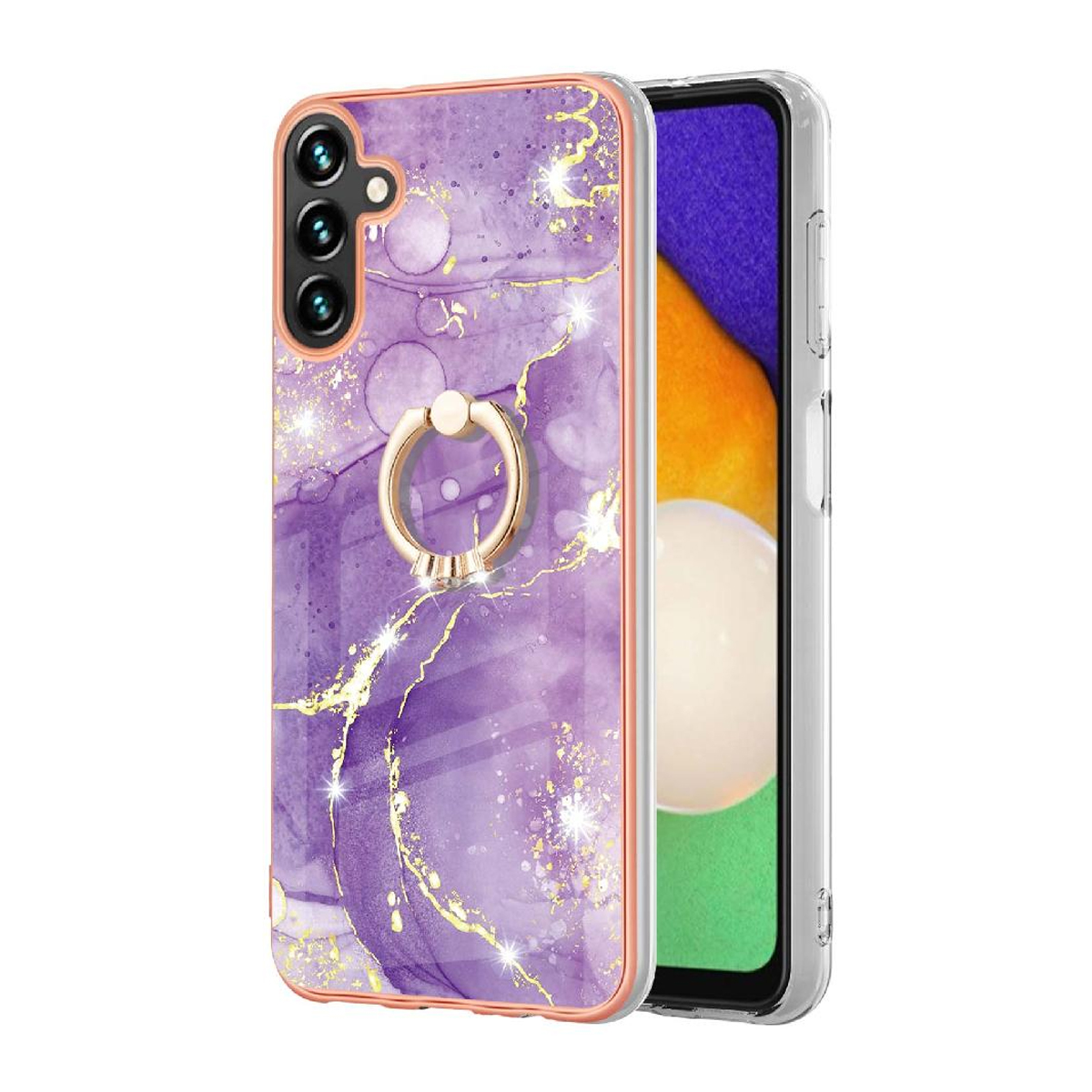 Schutzhülle Für Samsung Galaxy A13 5g, Stoßfester Schutz, 360° Drehbarer Ring, Marmoroptik, Kratzfest, Weich