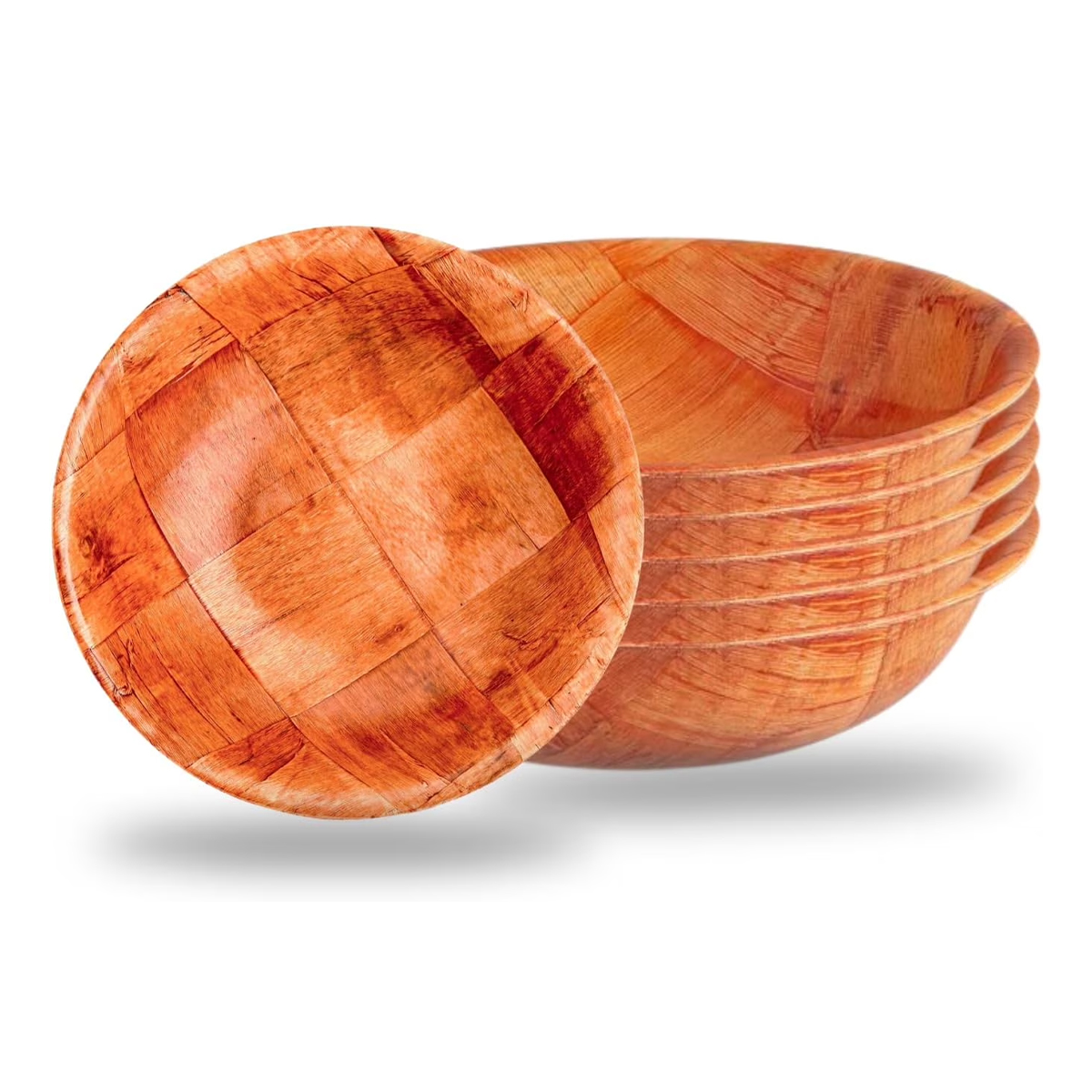 Salatschüssel Aus Geflochtenem Holz, Snackschüsseln Aus Geflochtenem Holz, 15 Cm Durchmesser, 6er-set.