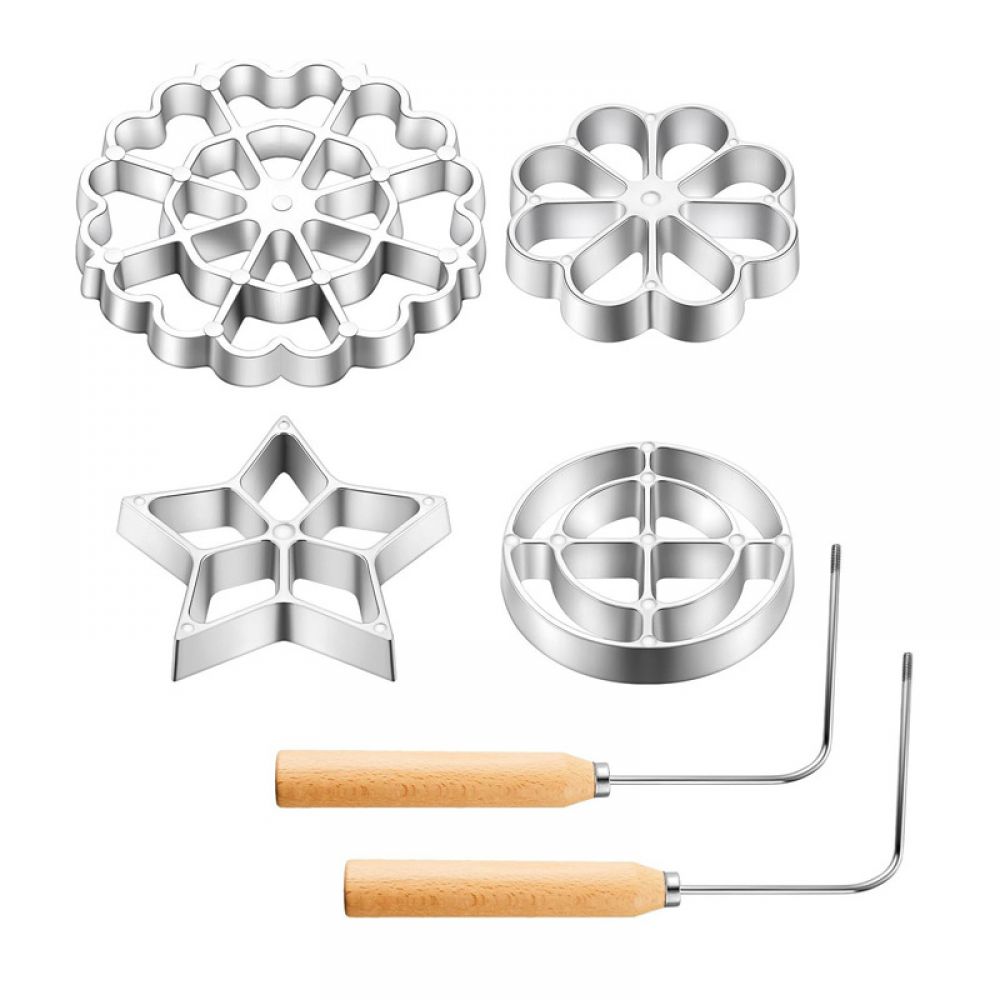 6 Waffelrosetten-formen Aus Aluminiumlegierung, Kompatibel Mit Standardgriffen, Einfaches Und Sicheres Backwerkzeug